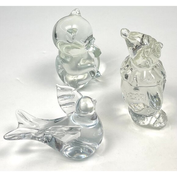 VTG Lot 7 Clear Glass Animal PAPERWEIGHTS Figurines 4" Fenton Great City Traders - Picture 6 of 10